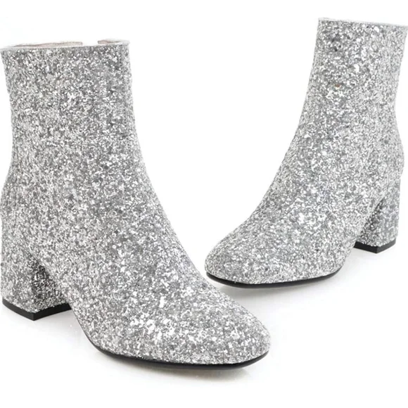 Sparkly Silver Heeled Boots - Picture 5 of 6